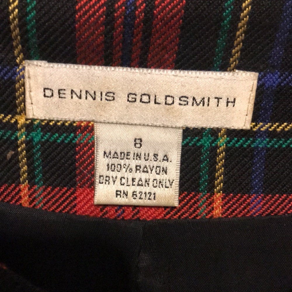 Cropped Black/Multicolor Plaid Jacket Euc - image 2